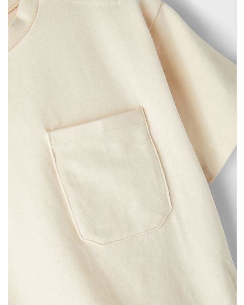 Lil Atelier Asymmetrical T-Shirt - Turtledove - Organic Cotton T-shirts