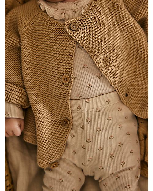 Lil Atelier Baby Leggings - Fog Floral Print - Cotton and Lyocell TENCEL Leggings