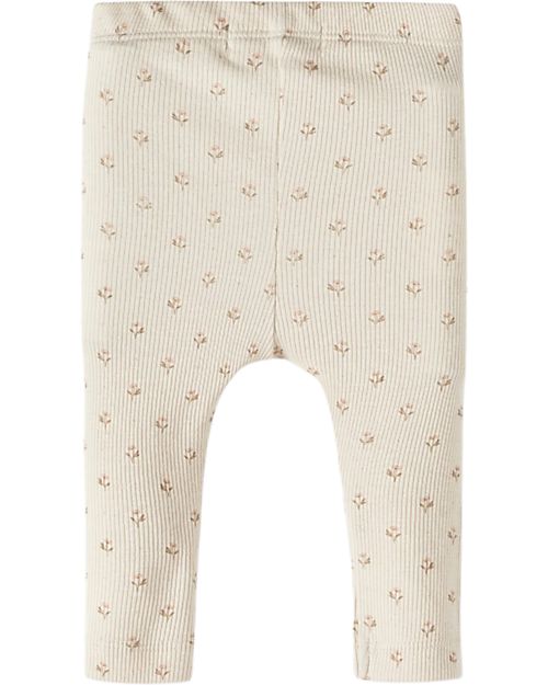 Lil Atelier Baby Leggings - Fog Floral Print - Cotton and Lyocell TENCEL Leggings