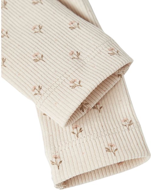 Lil Atelier Baby Leggings - Fog Floral Print - Cotton and Lyocell TENCEL Leggings