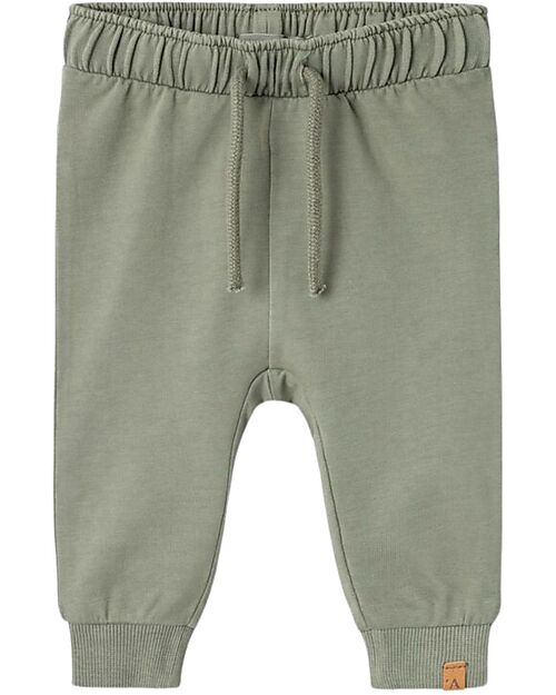 Lil Atelier Baby Pants - Seagrass - Organic Cotton - Adjustable Waist Trousers
