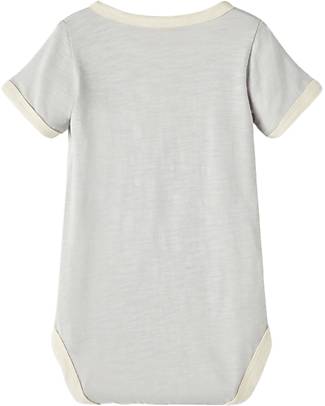 Lil Atelier Body With Buttons - Harbor Mist - 100% Organic Cotton Short Sleeves Bodies
