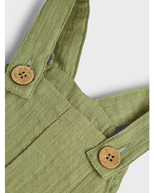 Lil Atelier Dungarees - Sage Green - 100% Organic Cotton Dungarees