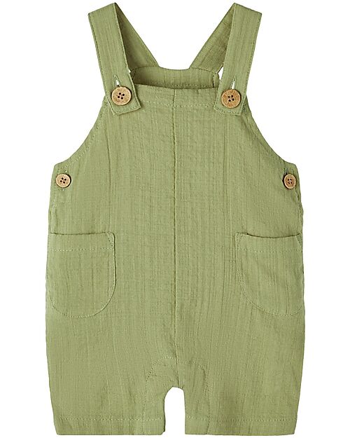 Lil Atelier Dungarees - Sage Green - 100% Organic Cotton Dungarees