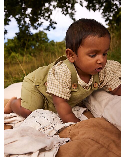 Lil Atelier Dungarees - Sage Green - 100% Organic Cotton Dungarees