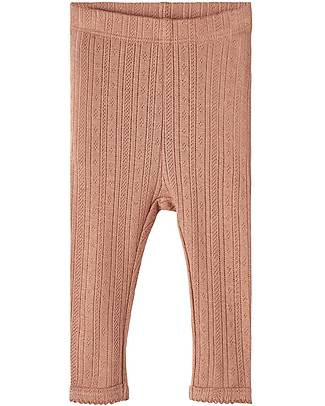 Lil Atelier Embroidered Leggings - Mocha - Cotton Leggings