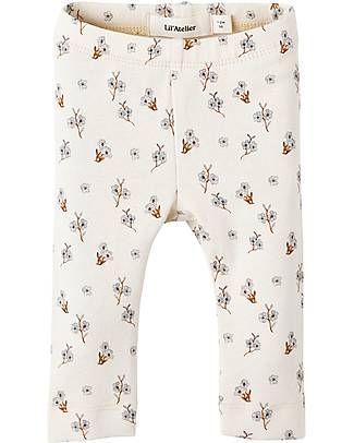 Lil Atelier Floreal Leggings - Cream - Cotton Leggings