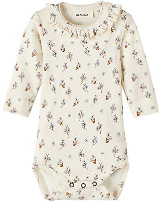 Lil Atelier Floreal Long Sleeved Body - Cream - Cotton Long Sleeves Bodies