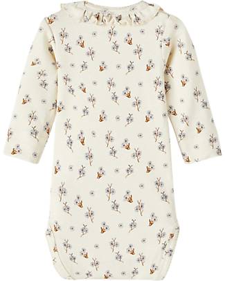 Lil Atelier Floreal Long Sleeved Body - Cream - Cotton Long Sleeves Bodies