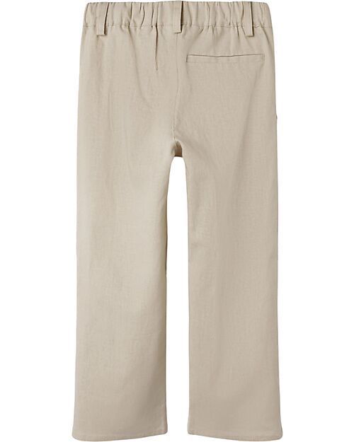 Lil Atelier Linen Trousers - Beige - Adjustable Waist Trousers