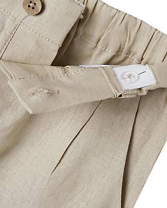 Lil Atelier Linen Trousers - Beige - Adjustable Waist Trousers