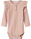 Lil Atelier Long Sleeve Bodysuit - Powder - Organic Cotton - with Ruffles Long Sleeves Bodies