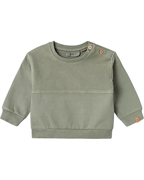 Lil Atelier Long-Sleeve Shirt in Organic Cotton - Sage Green Long Sleeves Tops
