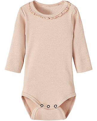 Lil Atelier Long Sleeved Body with Lace Detail - Rose - Cotton Long Sleeves Bodies