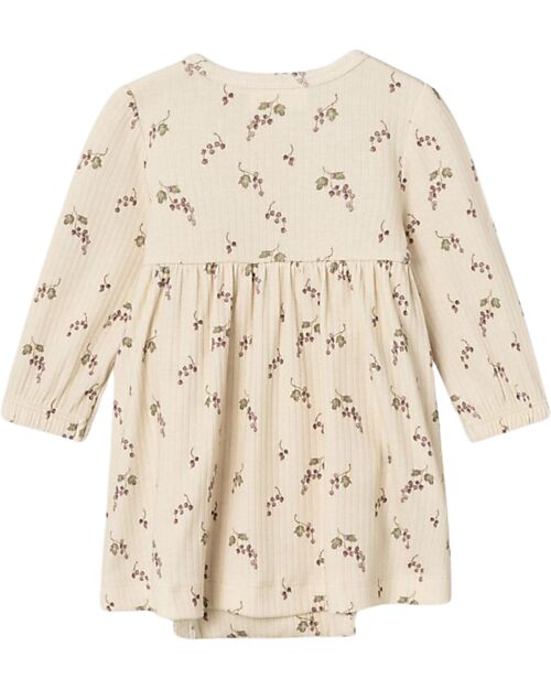 Lil Atelier Long-Sleeved Dress - Birch - Organic Cotton - with Ruffles Dresses_