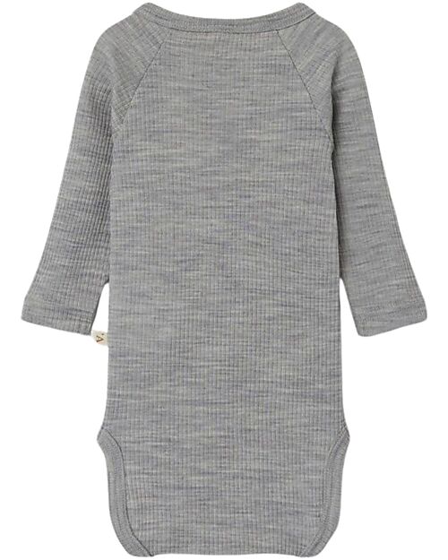 Lil Atelier Long Sleeves Bodysuit - Grey Melange - Organic Cotton Long Sleeves Bodies