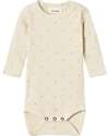 Lil Atelier Long Sleeves Bodysuit - Pois - Birch - Organic Cotton Long Sleeves Bodies