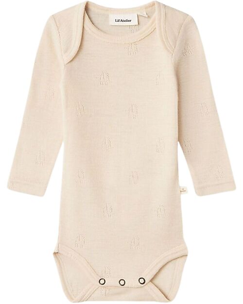 Lil Atelier Long Sleeves Bodysuit - Sandshell - Organic Cotton Long Sleeves Bodies