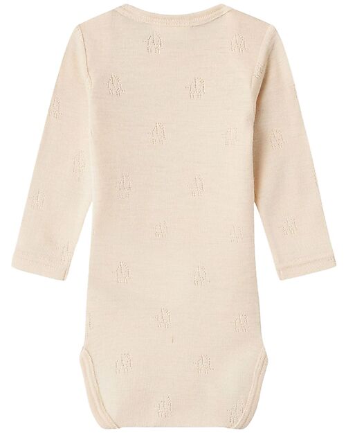Lil Atelier Long Sleeves Bodysuit - Sandshell - Organic Cotton Long Sleeves Bodies