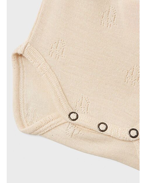 Lil Atelier Long Sleeves Bodysuit - Sandshell - Organic Cotton Long Sleeves Bodies