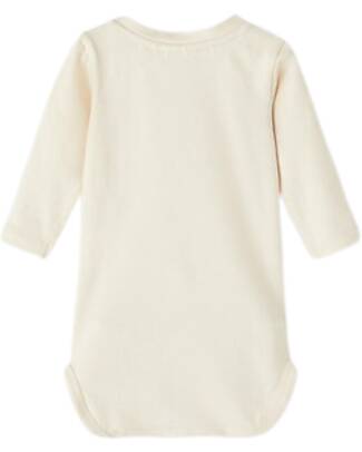 Lil Atelier Long Sleeves Bodysuit - with front pocket - Wood Ash - Organic Cotton Long Sleeves Bodies