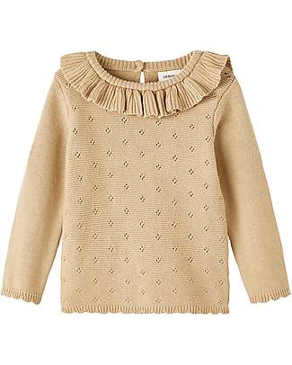 Lil Atelier Long Sleeves Shirt - Curds and Whey - 100% Organic Cotton - with Volant Long Sleeves Tops