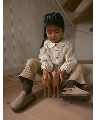 Lil Atelier Ribbed Bootcut Leggings - Warm Sand Melange - Organic Cotton Trousers