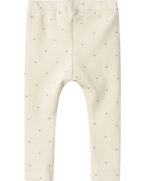 Lil Atelier Ribbed Leggings - Pois - Birch - Organic Cotton Leggings