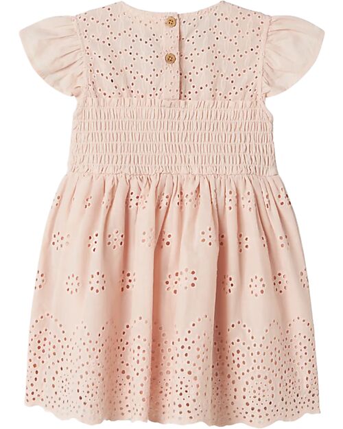Lil Atelier Short Sleeve Ruffle Dress - Peach Blush - Cotton Dresses_