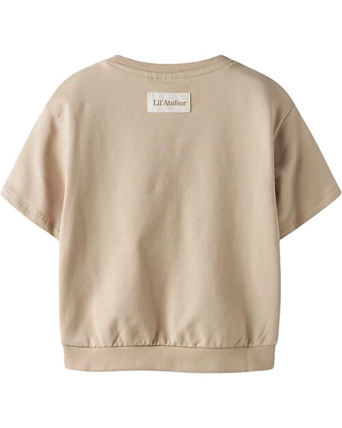Lil Atelier Short Sleeve Sweatshirt - Beige - Cotton Sweatshirts