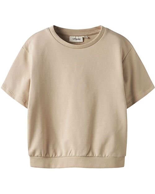 Lil Atelier Short Sleeve Sweatshirt - Beige - Cotton Sweatshirts