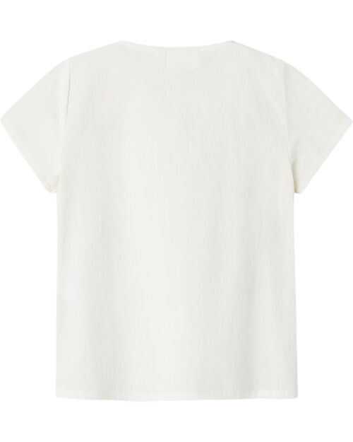 Lil Atelier Short-Sleeved Shirt - White - Floral - 100% Organic Cotton Shirts And Blouses