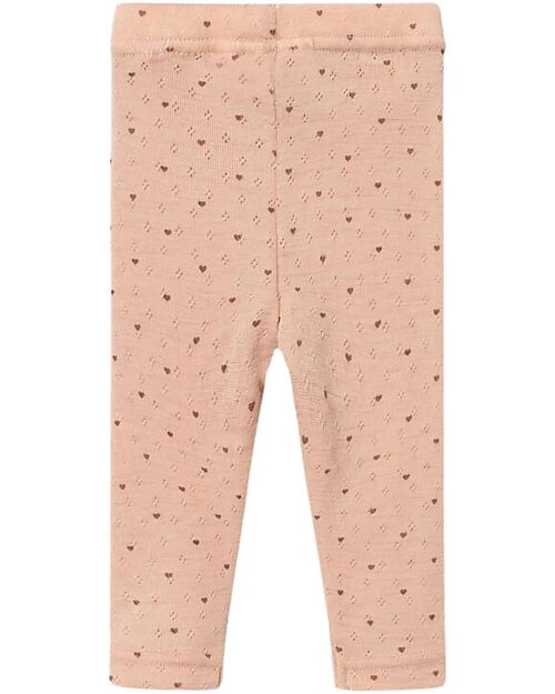 Lil Atelier Slim Fit Leggings with Elastic Waistband - Rugby Tan - 100% Wool Leggings