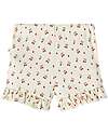 Lil Atelier Slim Shorts With Cherries - Bright White - Organic Cotton Shorts