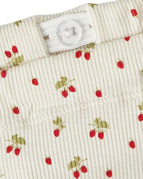 Lil Atelier Slim Shorts With Cherries - Bright White - Organic Cotton Shorts