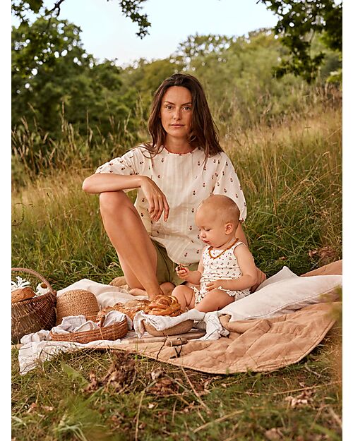 Lil Atelier Slim Shorts With Cherries - Bright White - Organic Cotton Shorts