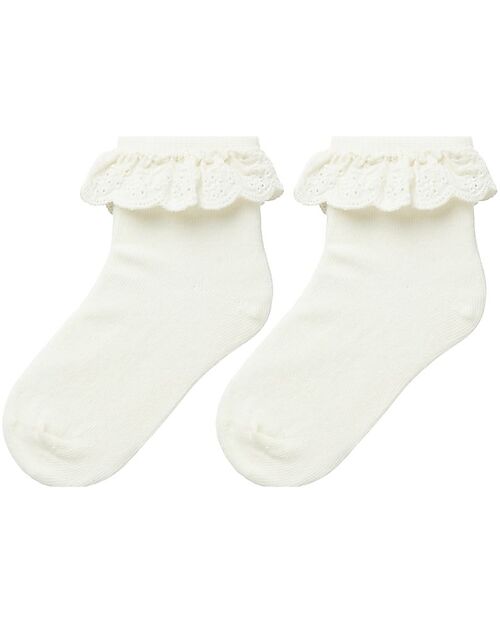 Lil Atelier Socks with Ruffle Edge - White - Cotton Socks