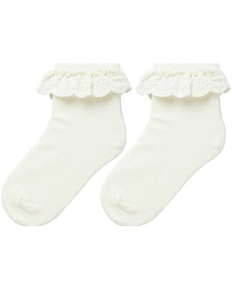 Lil Atelier Socks with Ruffle Edge - White - Cotton Socks