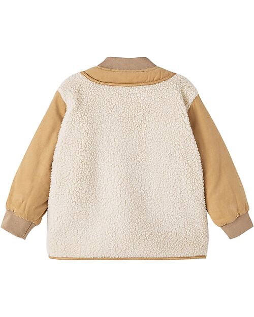 Lil Atelier Teddy Jacket - Fog - Zip Closure - Soft Sherpa Fabric Jackets