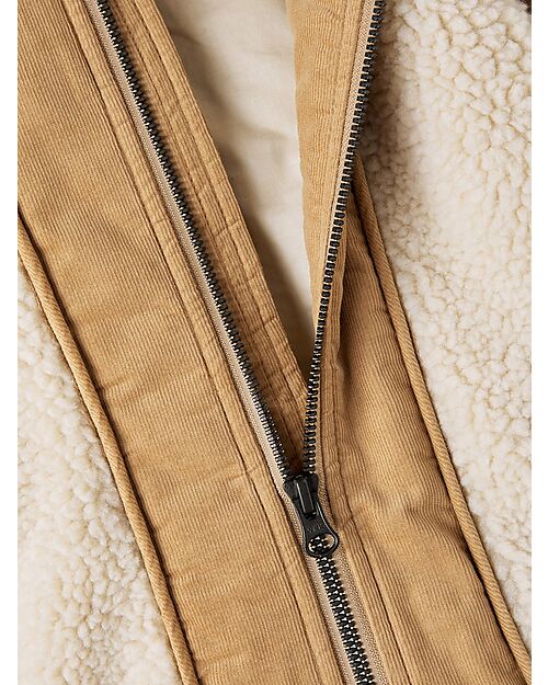 Lil Atelier Teddy Jacket - Fog - Zip Closure - Soft Sherpa Fabric Jackets