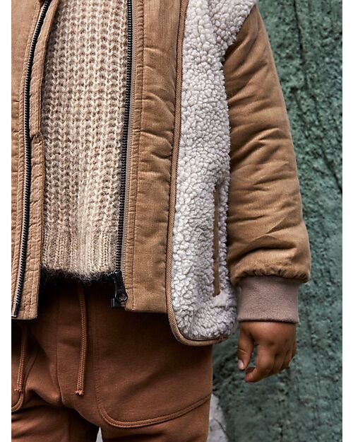 Lil Atelier Teddy Jacket - Fog - Zip Closure - Soft Sherpa Fabric Jackets