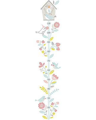 Lilipinso Adhesive Growth Chart - Flowers and Birds Wall Stickers
