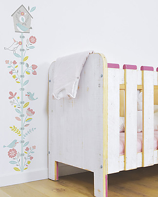 Lilipinso Adhesive Growth Chart - Flowers and Birds Wall Stickers