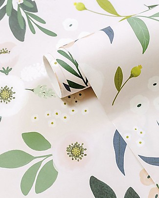 Lilipinso Non-woven Wallpaper - 50 x 1000 cm - Pink Flowers Wall Stickers