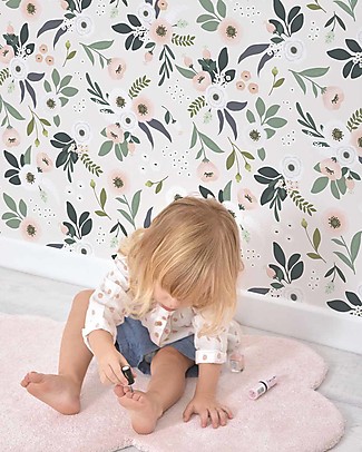 Lilipinso Non-woven Wallpaper - 50 x 1000 cm - Pink Flowers Wall Stickers