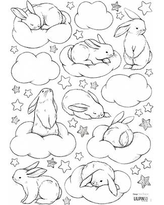 Lilipinso Wall decals A3 (29,7x42 cm) - Bunnies, clouds and stars Wall Decorations