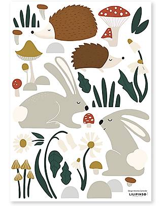 Lilipinso Wall decals A3 (29,7x42 cm) - Hedgehogs, rabbits and plants Wall Decorations