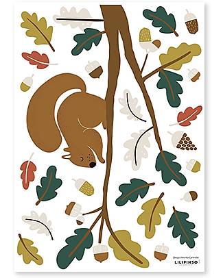 Lilipinso Wall decals A3 (29,7x42 cm) - Squirrel and leaves Wall Stickers