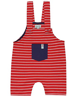 Lilly+Sid Baby Dungarees - Red Stripes - 100% Organic Cotton Dungarees