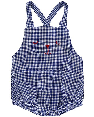 Lilly+Sid Bear Face Woven Romper - 100% organic cotton Short Rompers